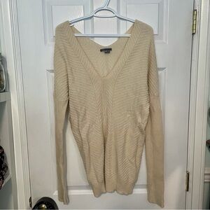 VINCE Cream Cashmere Wool Blend V Neck Pullover Sweater Medium